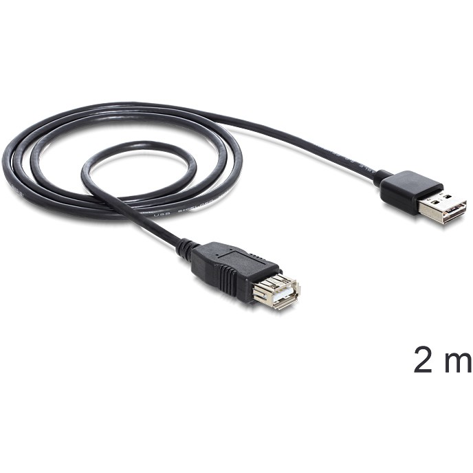 DELOCK USB Verl. A -> A St/Bu 2.00m sw Easy USB DELOCK USB Verl. A -> A St/Bu 2.00m sw Easy USB
